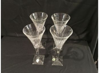 (007) Set Of 4 Waterford Champagne Flutes