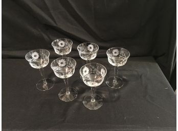 (041) Set Of 6 Crystal Wine Glasses