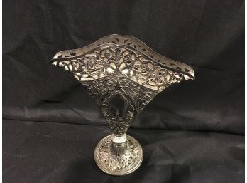 (012) Silver Plated Fan Shaped Vase