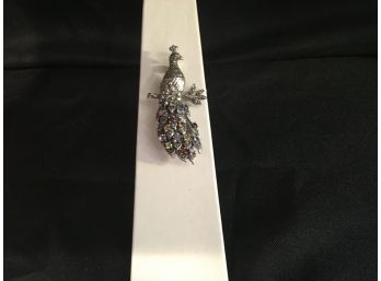 (018) Jeweled Peacock Pin