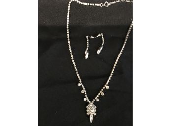 (003) Drop Crystal Necklace  With Earnings