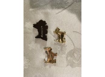 (006)  Set Of 3 Vintage Scottie Dog Pins