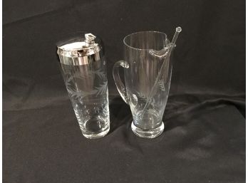 (058)  Midcentury Cocktail Shaker And Pitcher