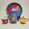 Whimsical Hand Painted Silver Plate Tea Set Very Cool - Antique To Chic