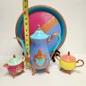Whimsical Hand Painted Silver Plate Tea Set Very Cool - Antique To Chic
