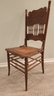 Antique Oak Press Back Chair With Cane Seat
