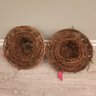 Pair Of Hand Made 16 1/2' Floral Rattan Hat Wreaths