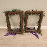 Pair Of 14x21' Square Ivy Wreaths With Purple And Zebra Print Bows