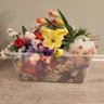 Large Tote Full Of Artificial Flowers, Hyacinth, Tulips Roses Etc