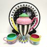 Whimsical Hand Painted One Of A Kind Silver Plate Tea Set - Antique To Chic Home Decor