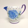 Beautifully Decorated One Of A Kind Hand Painted Silver Plate Water Pitcher Hydrangia Theme