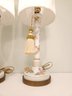 Beautiful Pair Of Vintage Painted Glass Parlor Lamps