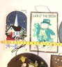 5  Decorated Painted  Holiday Wall Decor Lot