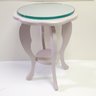 Antique Wooden Repainted Light Lavender Plant Stand With Glass Top