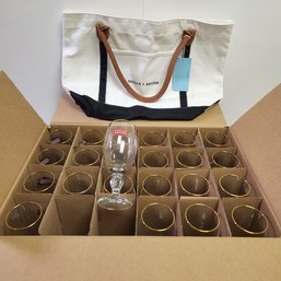 23 New In Box Stella Artois  - 12 Oz. Glasses With Stella Canvas Tote Bag