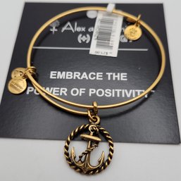 NWT Alex & Ani Nautical Anchor W Circle Rope Russian Gold Charm Bracelet