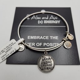 NWT Alex & Ani Whats For You Will Not Pass You Russian Silver Charm Bracelet