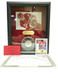 Shadow Box Of Redwings Steve Yzerman Autographed Puck And Photo With COA