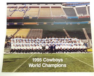 1995 Dallas Cowboys World Champions Photo Signed By #18 Chris Boniol