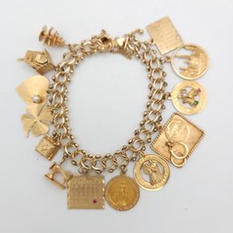 Vintage 14k Gold Charm Bracelet Loaded With 14k Charms 45.85g