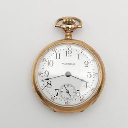 Antique Waltham 1 1/4' Enamel Face Pocket Watch Running