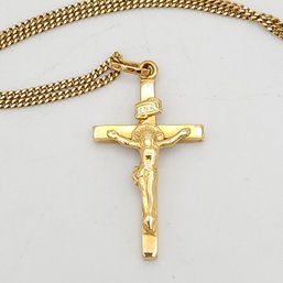 18k Gold Crucifix On 18k Chain 6.14g