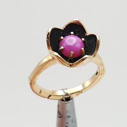 14k Pink Star Sapphire Ring With 14k Fingermate Shank Sz6 5.5g