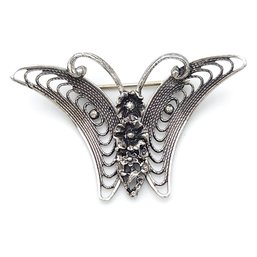 Vintage Beau Sterling Silver Butterfly Pin Brooch