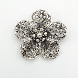 Vintage Beau Sterling Silver Flower Pin Brooch