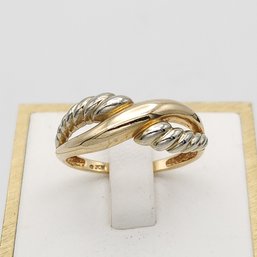 14k Two-tone Gold Ring Sz 9- 3.2g