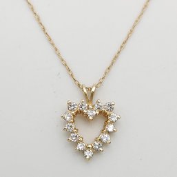 14k Gold 1/2 Carat Diamond Heart Pendant On 18' 14k Chain