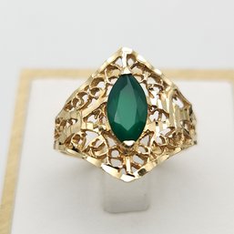14k Yellow Gold Emerald Ring Sz 8 - 3.11g