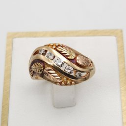 10k Rose & Yellow Gold Diamond Ring Sz 6