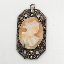 Antique Sterling Silver Cameo Pendant