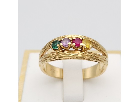 14k Gold Mothers Or Birthstone Ring Size 10 & 5.48g