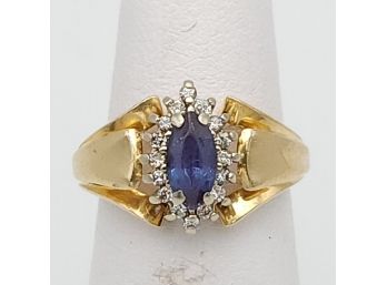 14k Gold Sapphire And Diamond Ring 4.78g Sz 7
