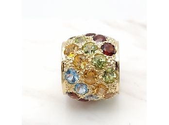 14k Gold Multi Color Gemstone Necklace Slide Enhancer 3.88g