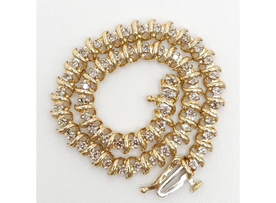 10k Yellow Gold 3/4 Cttw Diamond 7' Tennis Bracelet 8.85g