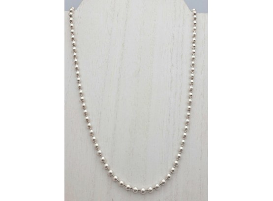 Very Trendy Sterling Silver 18' 4mm Bead Necklace, Made In Italy