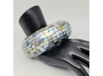 High Fashion Handmade Inlaid Blue Tone Lip Shell Mosaic Bracelet