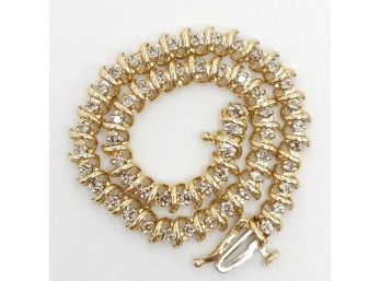 10k Yellow Gold 3/4 Cttw Diamond 7' Tennis Bracelet 8.85g