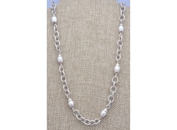 Sterling Silver 17' Espo Pearl Toggle Necklace  43g