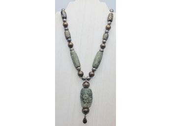 Vintage 16' Natural Stone Bead Statement Necklace