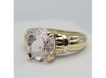 14k Gold Pale Pink Gemstone Ring Size 6.5 - 3.84g