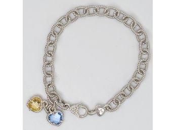 Judith Ripka Sterling Silver 7.5' Heart Charm Bracelet