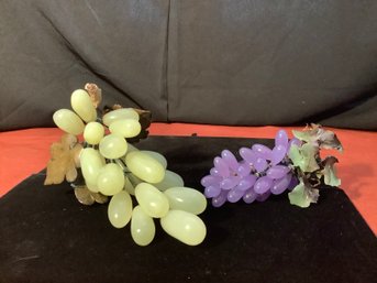 Jade Colored Grapes W/Stone Leaves & Amethyst Colored Grapes