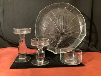 Heavy Glass Candlesticks With A Large  Starfish Dish & More