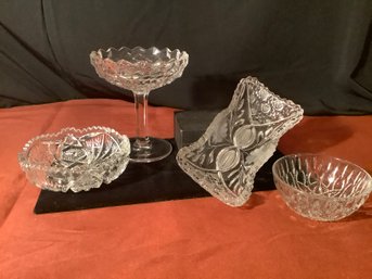 Hand Cut Crystal Olive Dish &  Serving Bowl & More