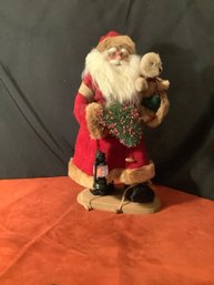 Large Santa Holding Teddy Bear & Xmas Tree
