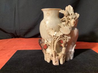 Antique Chinese Soapstone Double Vase Carving
